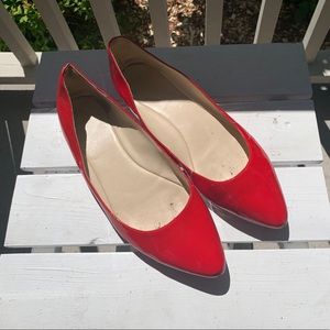 NINE WEST Red Patent Leather Pointed Flats